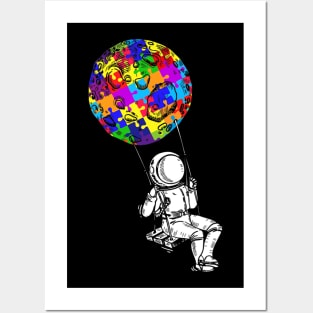 Astronaut Puzzle Autistic Autism Awareness Posters and Art